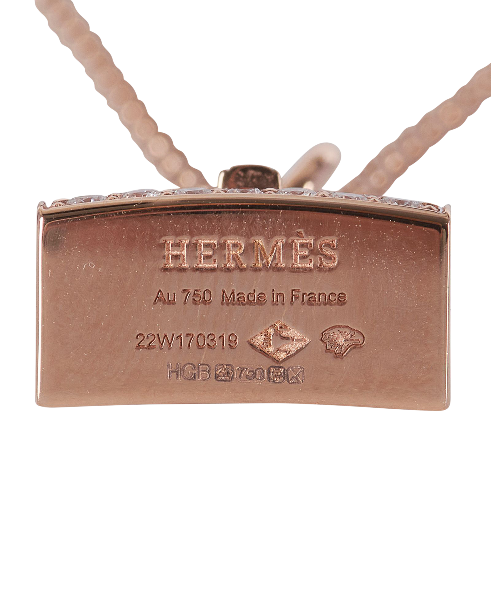Hermès Kelly Amulette Pendant Necklace, &pound;3,400, Jewellery, Rose Gold, Rose Gold, Other view