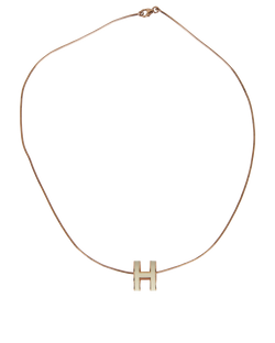 Hermes Pop H Necklace, Brass/Enamel, RoseGold/Cream, MIF, 2*