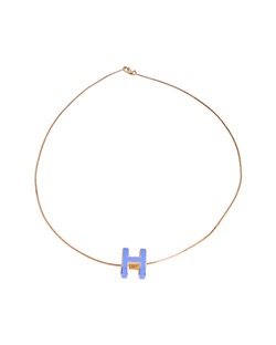 Hermes Pop H Necklace, Gold/Enamel, Blue