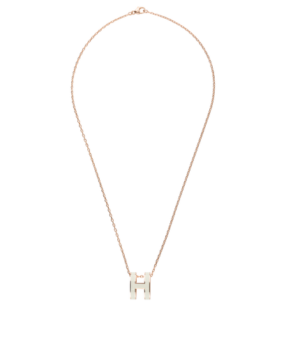 Hermes Pop H Necklace, &pound;220, Jewellery, Cream/Rose Gold, Enamel Coated Ceramic, Front view