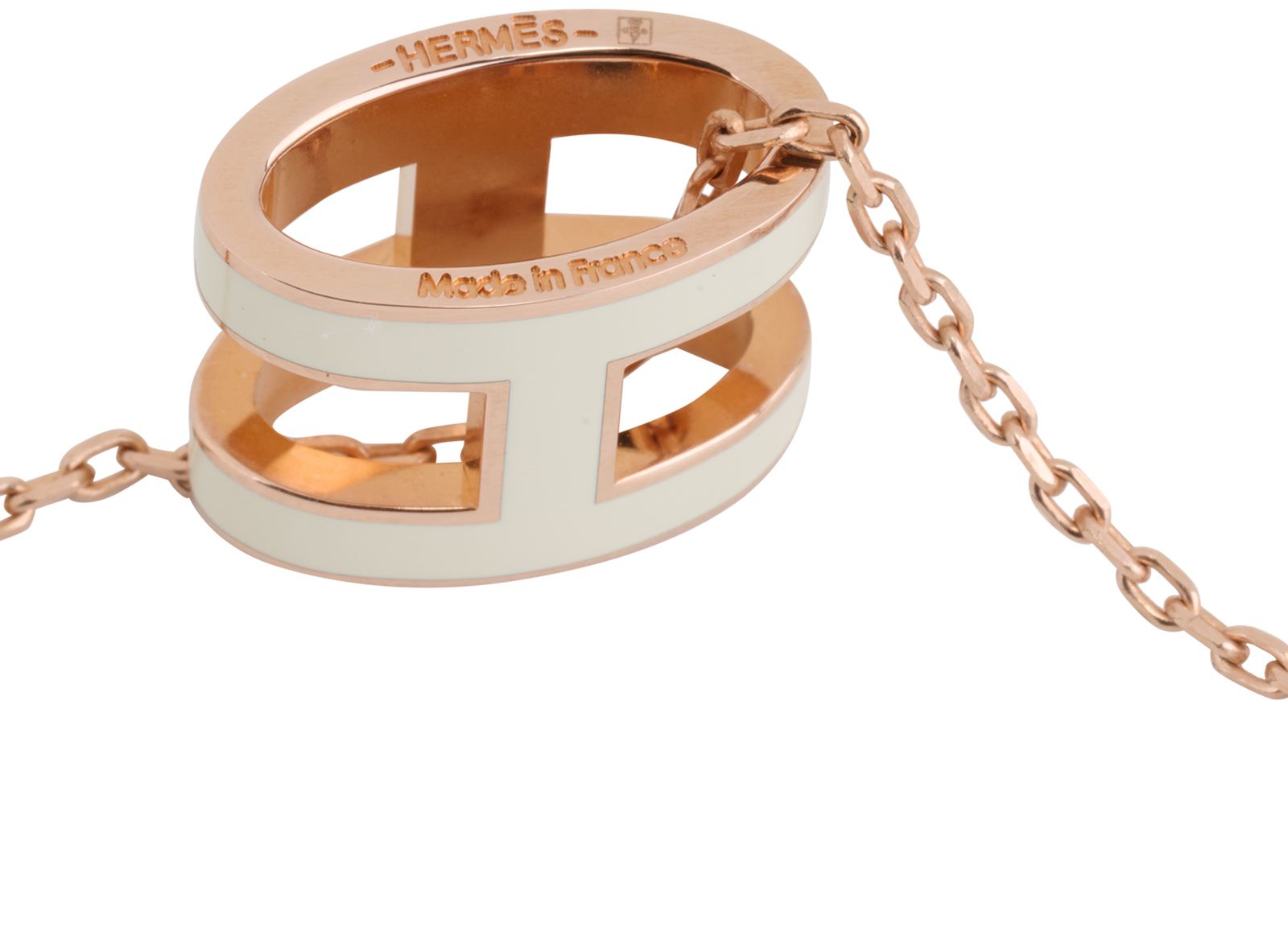 Hermes Pop H Necklace, &pound;220, Jewellery, Cream/Rose Gold, Enamel Coated Ceramic, Other view