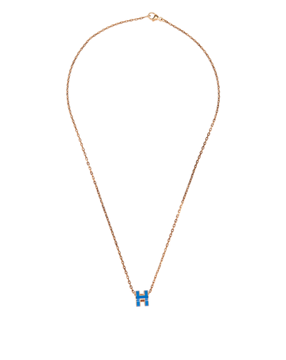 Hermes Mini Pop H Necklace, &pound;220, Jewellery, Blue, Rose Gold, Front view