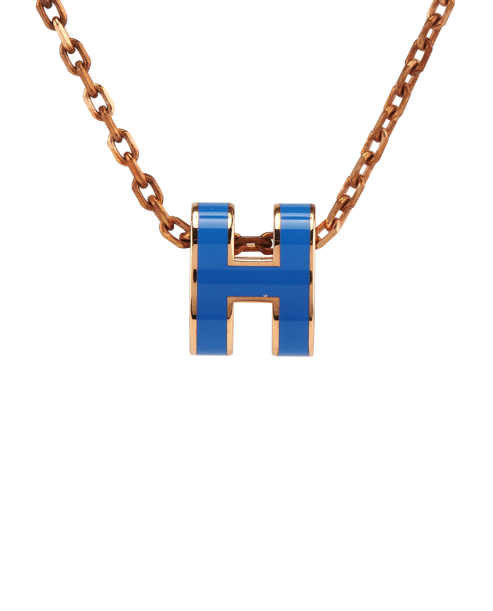 Hermes Mini Pop H Necklace, &pound;220, Jewellery, Blue, Rose Gold, Other view
