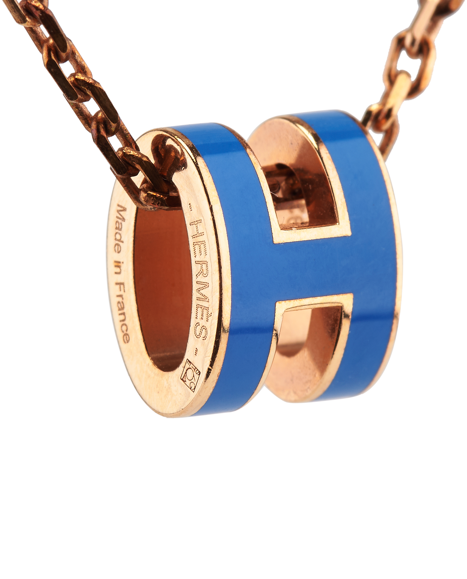 Hermes Mini Pop H Necklace, &pound;220, Jewellery, Blue, Rose Gold, Other view