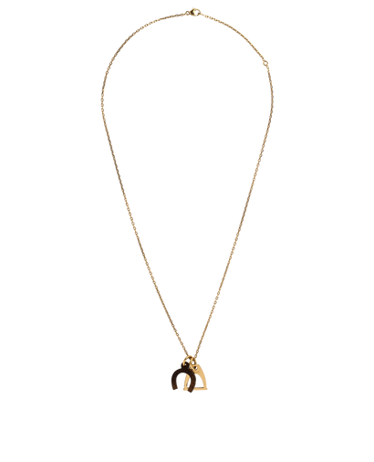 Hermes Buffalo Horn Amulette Equestre Necklace, &pound;210, Jewellery, Gold, Brass, Front view