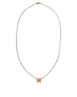 Hermes Mini Pop H Necklace, Metal, Orange, B/DB, 3*