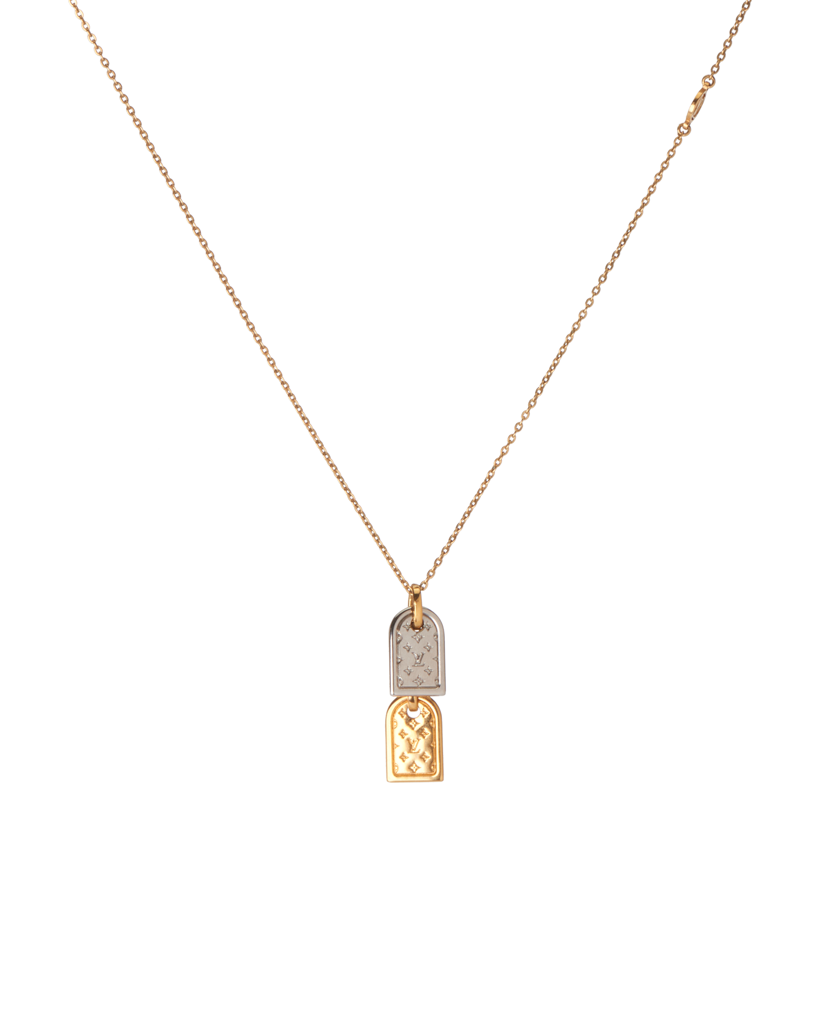 Louis Vuitton Nanogram Tags Necklace, &pound;320, Jewellery, Gold/Silver, Brass, Other view