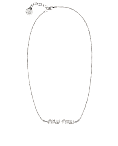 Miu Miu Logo Crystals Necklace, front view