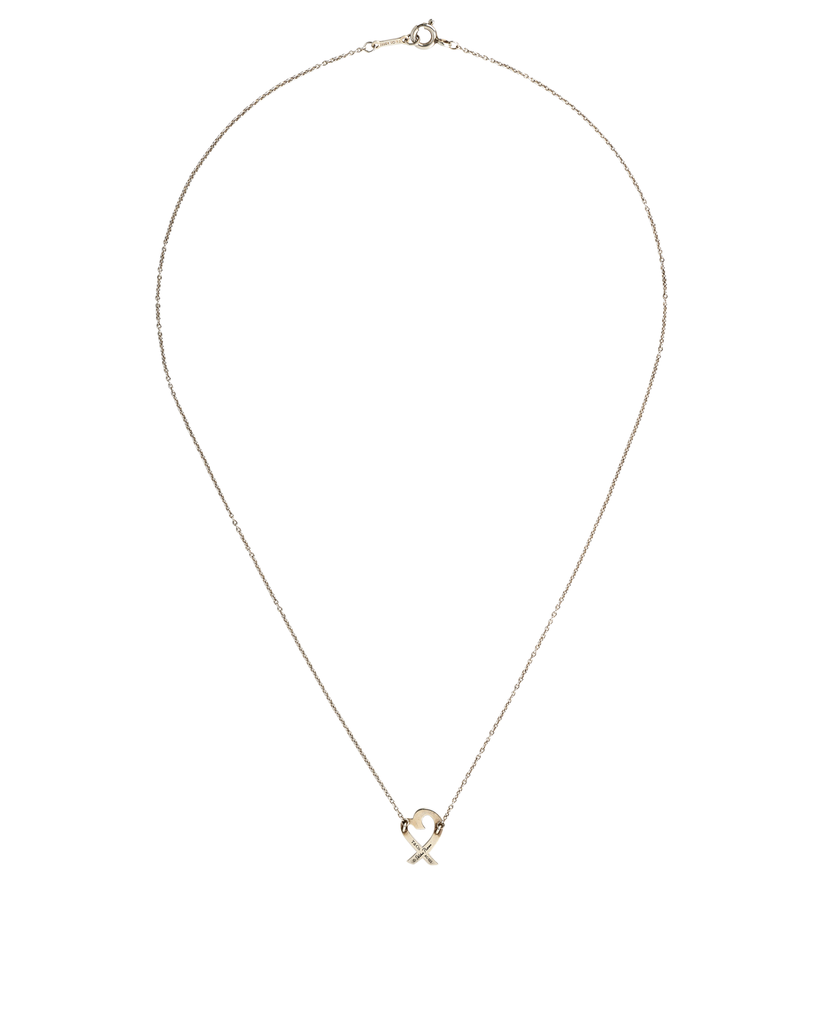 Tiffany Paloma Picasso Loving Heart Necklace, &pound;150, Jewellery, Silver, Sterling Silver, Back view