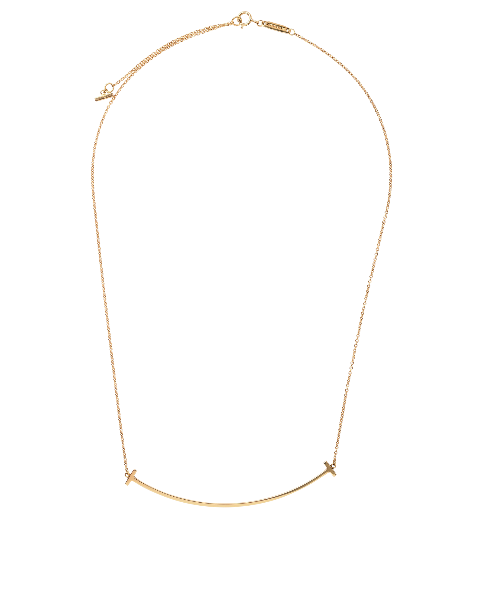 Tiffany & Co Large T Smile Necklace, &pound;950, Jewellery, Gold, Yellow Gold, Back view