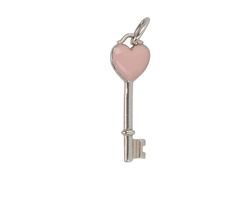 Tiffany Key Heart Pendant Charm, Sterling Silver, Pink, B/DB, 3*