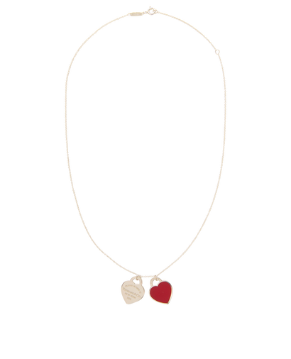 Tiffany Double Heart Tag Pendant Necklace, front view