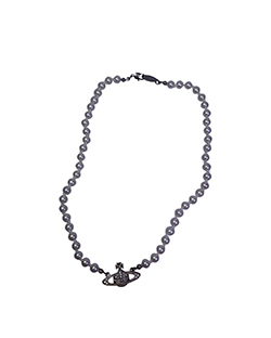 Vivienne Westwood Pearl Orb Necklace, Metal/Plastic, Silver/Cream, Box, DB