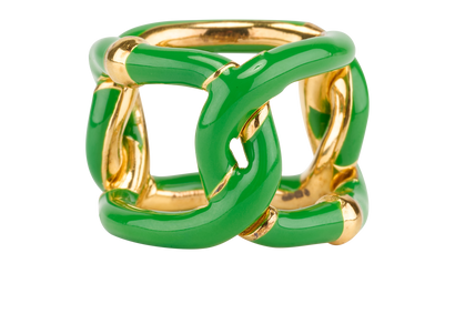 Bottega Veneta Chain Ring, &pound;110, Jewellery, Gold/Green, Sterling Silver, Front view