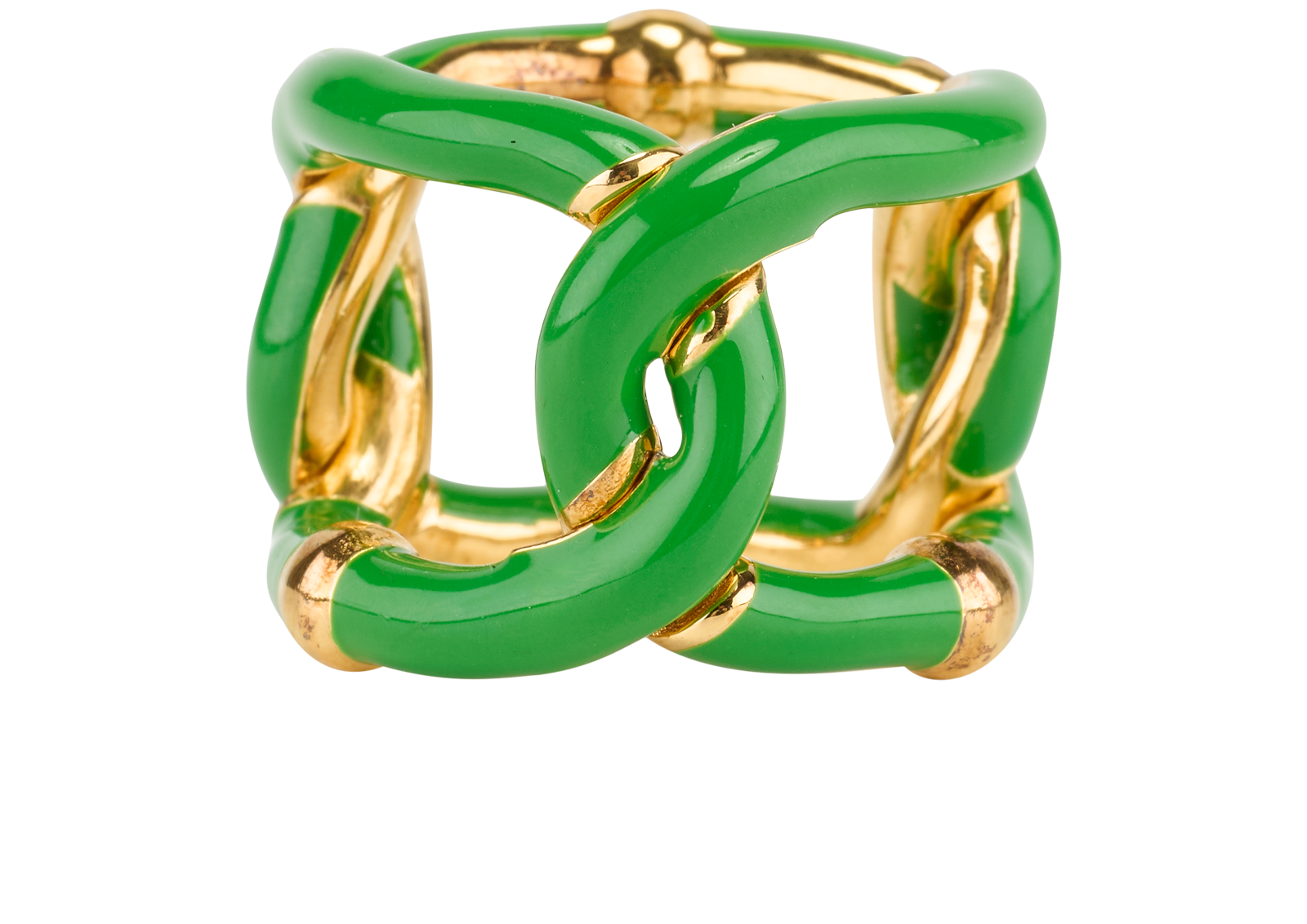 Bottega Veneta Chain Ring, &pound;110, Jewellery, Gold/Green, Sterling Silver, Other view