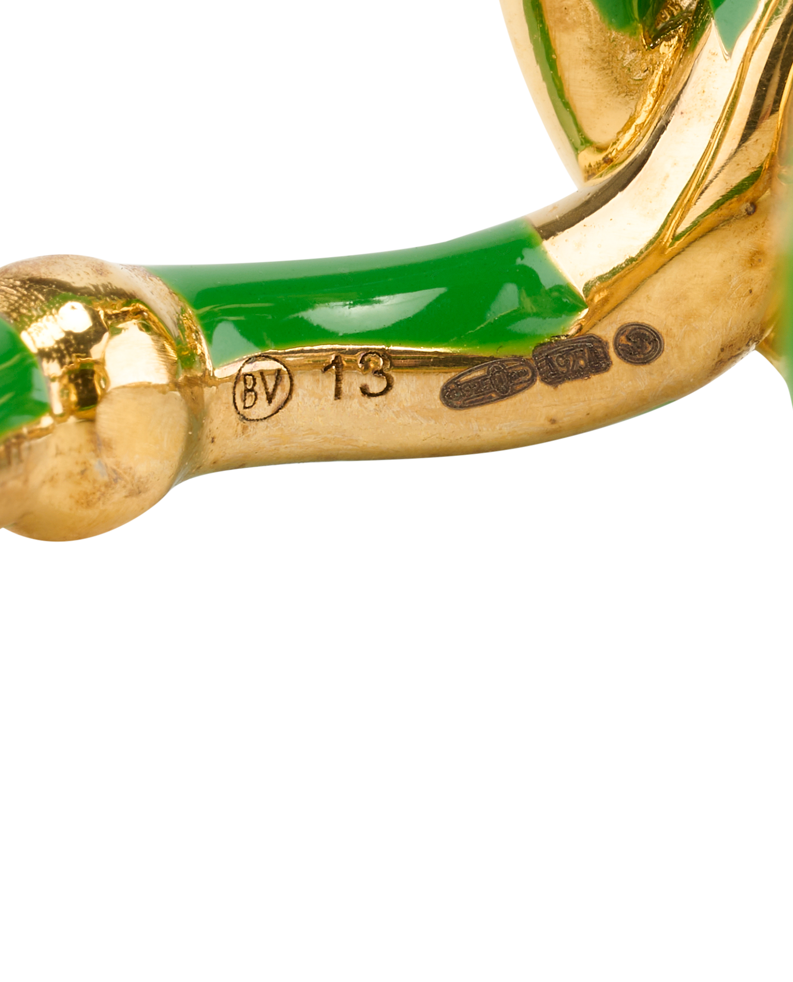 Bottega Veneta Chain Ring, &pound;110, Jewellery, Gold/Green, Sterling Silver, Other view
