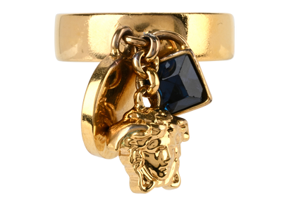 Versace Medusa Ring, &pound;130, Jewellery, Gold, Brass, Front view