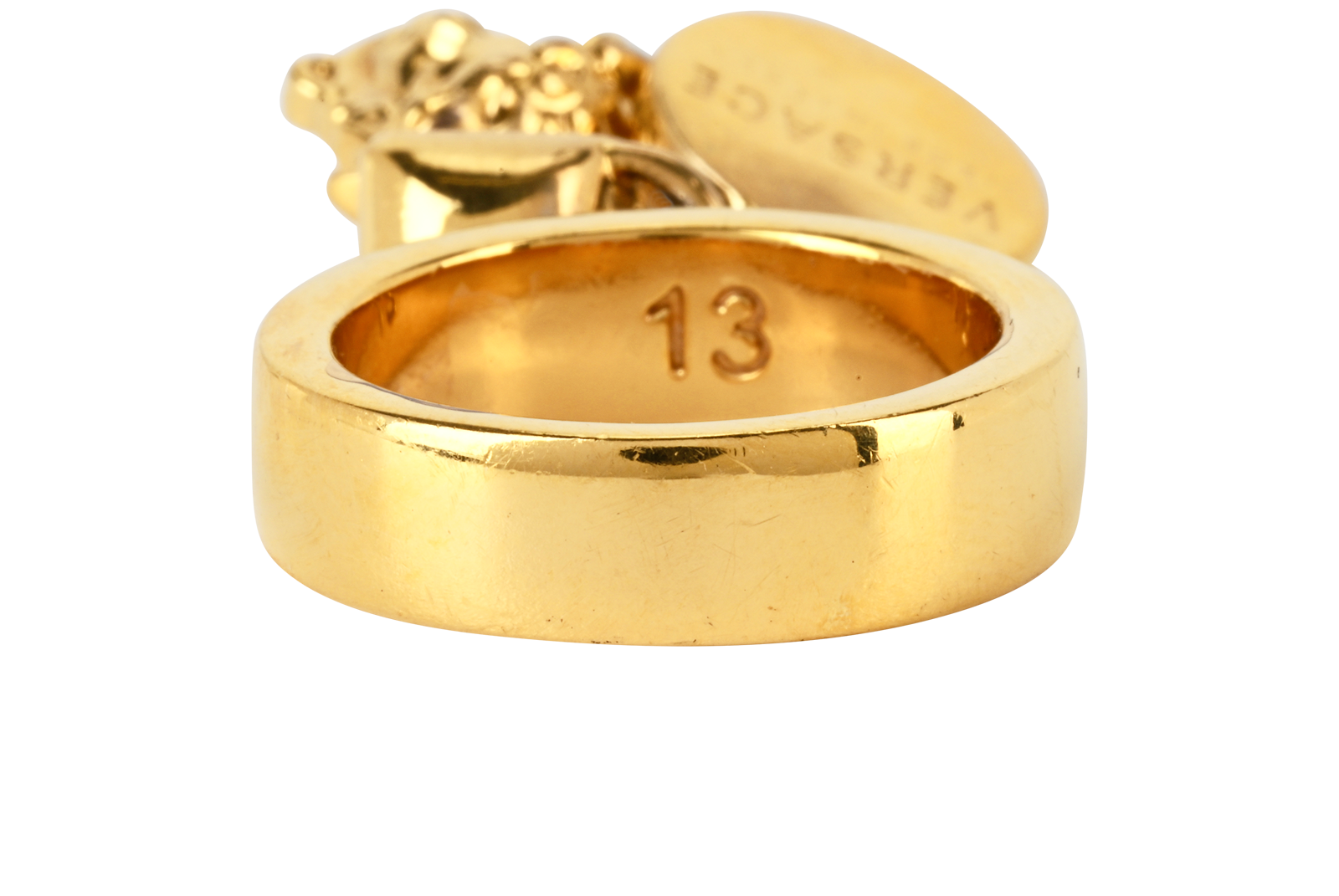 Versace Medusa Ring, &pound;130, Jewellery, Gold, Brass, Back view