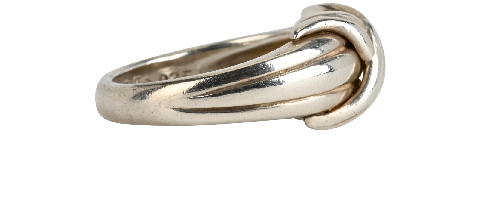 Tiffany & Co Signature X Knot Ring, &pound;160, Jewellery, Silver, Sterling Silver, Side view
