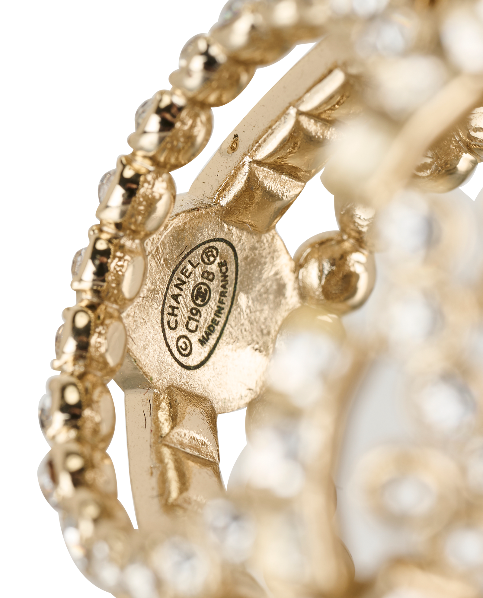 Chanel C19B Camellia Crystal Pearl Ring, &pound;550, Jewellery, Gold, Brass/Crystal/Faux Pearl, Other view