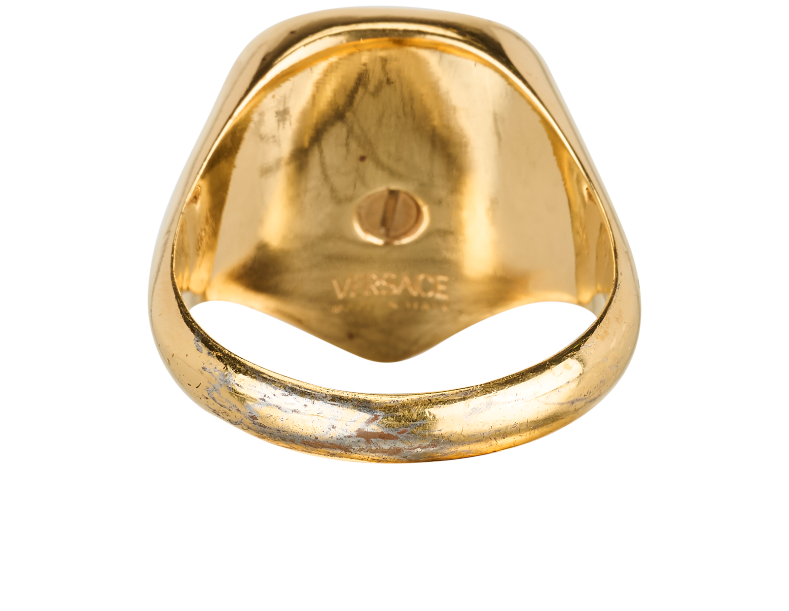 Versace Medusa Greca Signer Ring, &pound;80, Jewellery, Gold, Brass, Back view