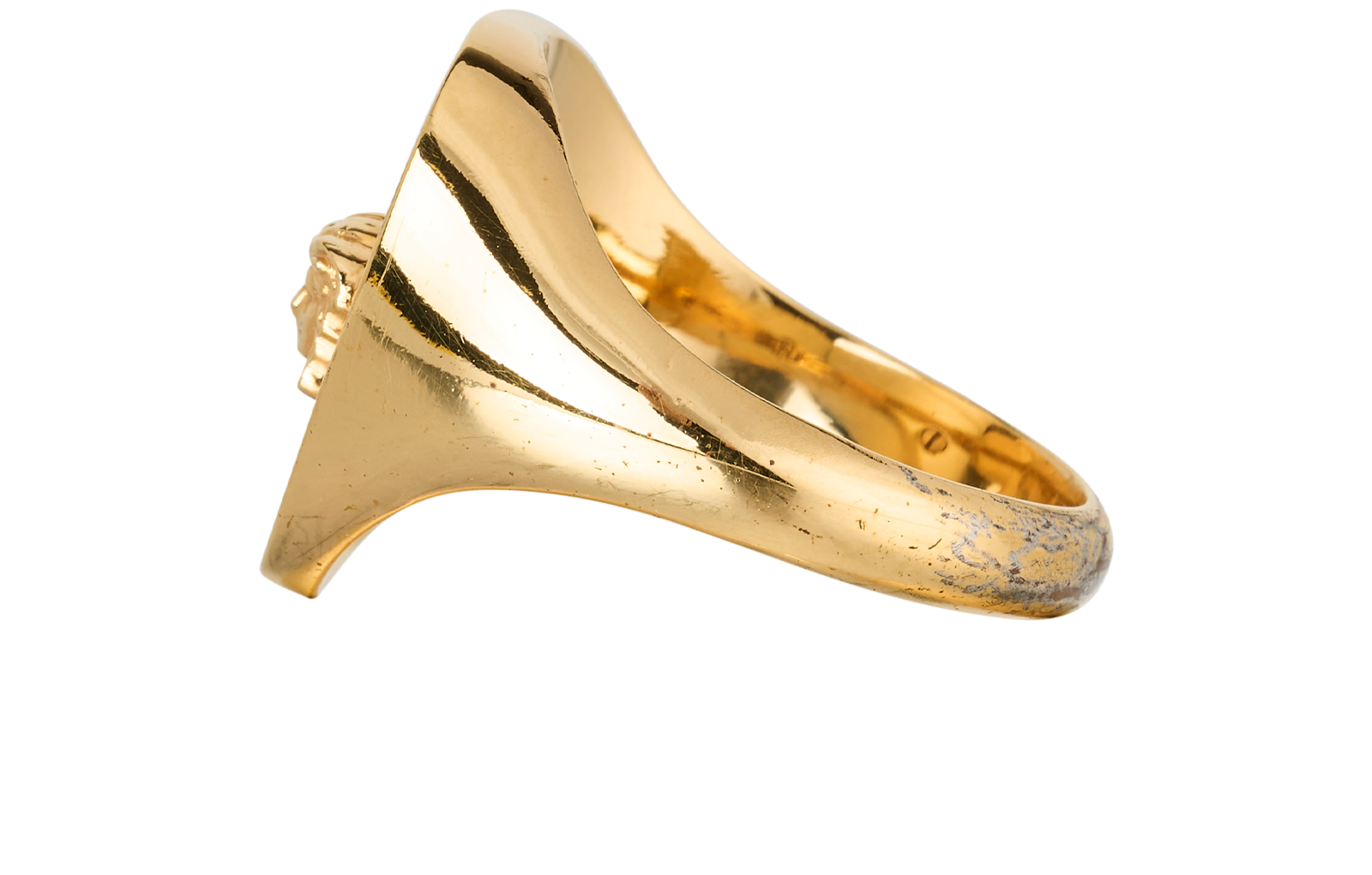 Versace Medusa Greca Signer Ring, &pound;80, Jewellery, Gold, Brass, Bottom view