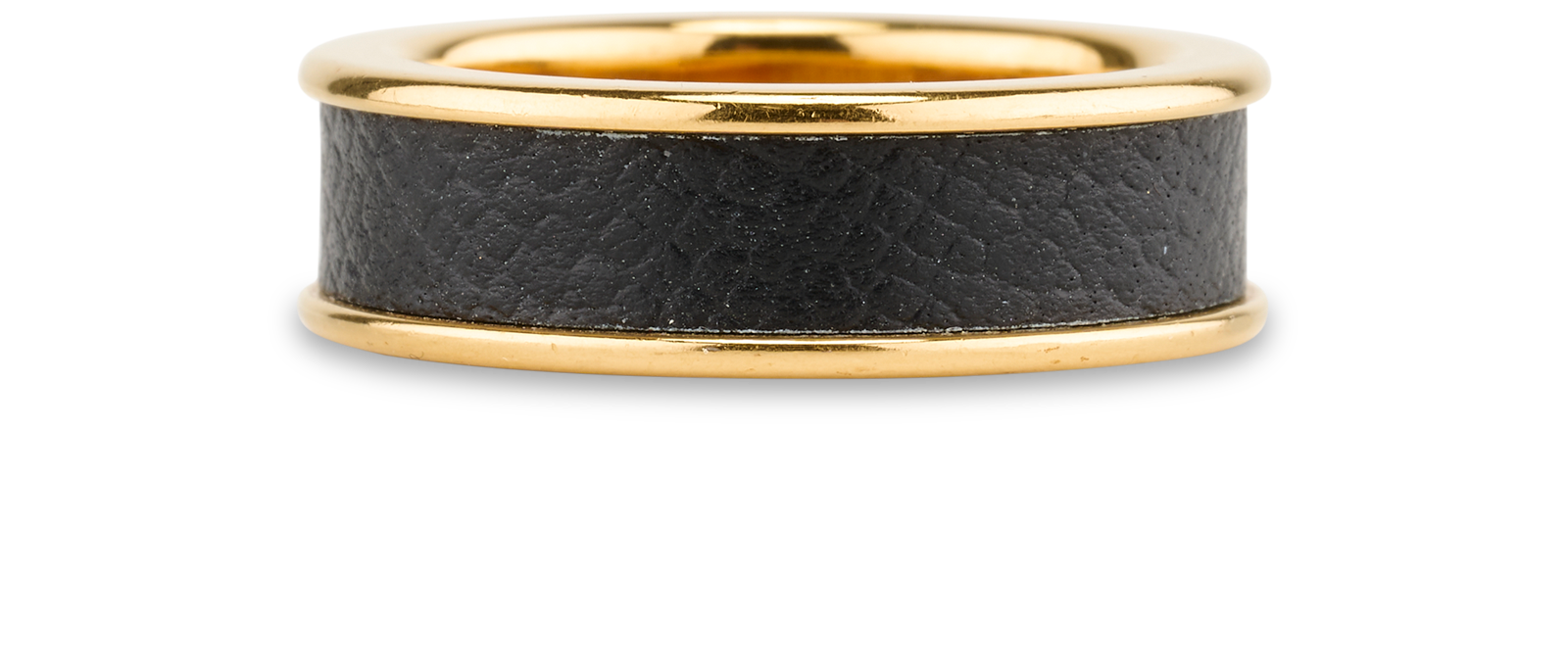 Hermes Athena Stud Ring, &pound;175, Jewellery, Black/Gold, Leather, Back view