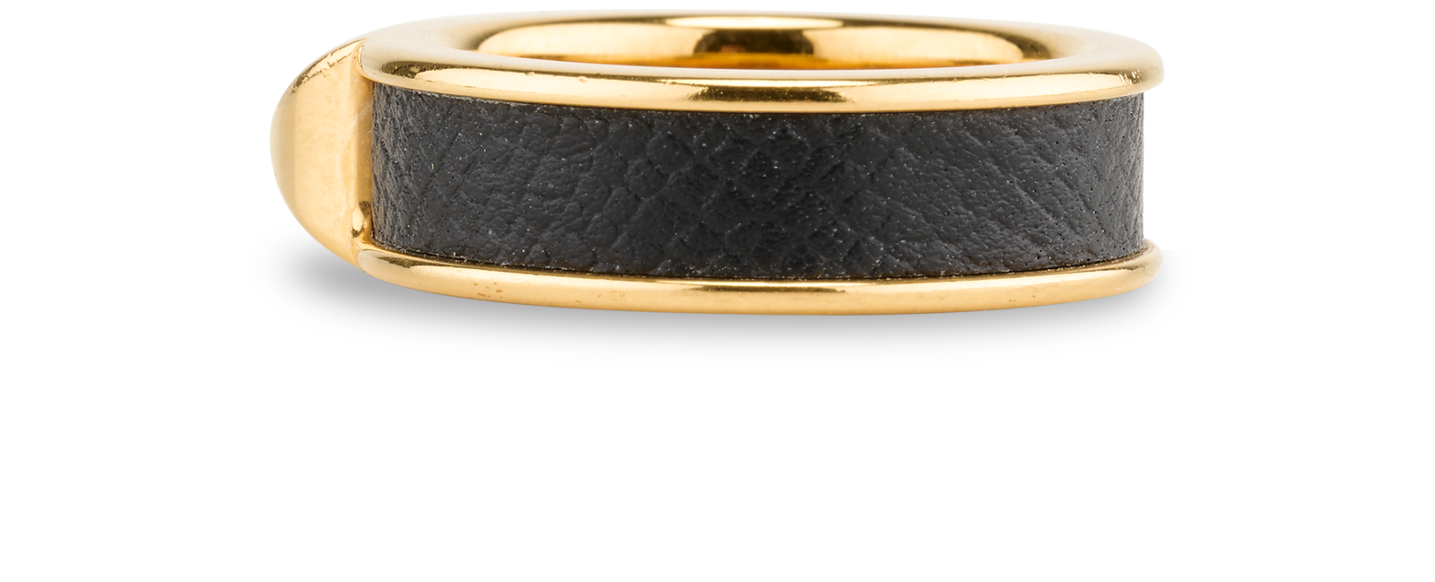 Hermes Athena Stud Ring, &pound;175, Jewellery, Black/Gold, Leather, Bottom view