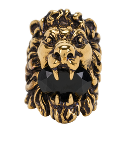 Gucci Lion Head Ring, Brass, Gold, Sz J-K, 2*