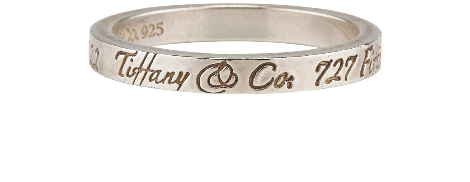 Tiffany & Co 727 Fifth Avenue New York Ring, &pound;90, Jewellery, Silver, Silver, Side view