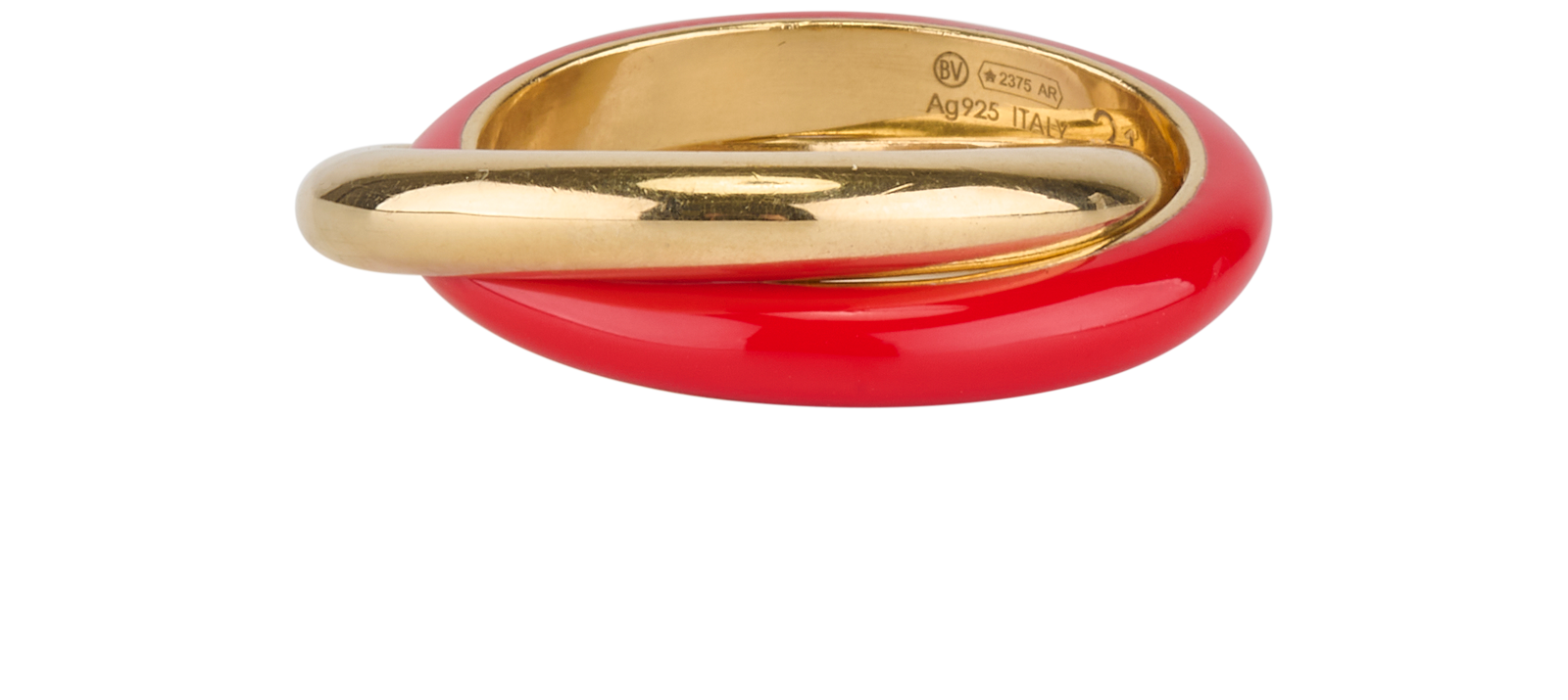 Bottega Veneta Essentials Chili Ring, &pound;90, Jewellery, Gold/Red, Silver/Yellow Gold, Bottom view