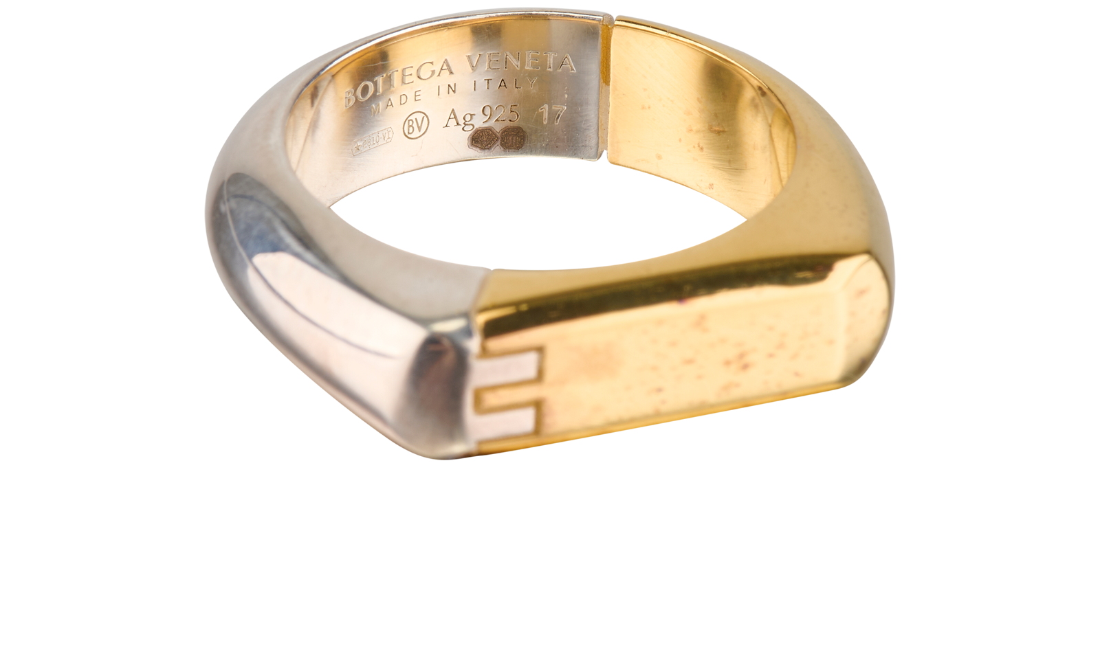 Bottega Veneta Hinge Ring, &pound;120, Jewellery, Gold, Sterling Silver/Yellow Gold Plated, Other view