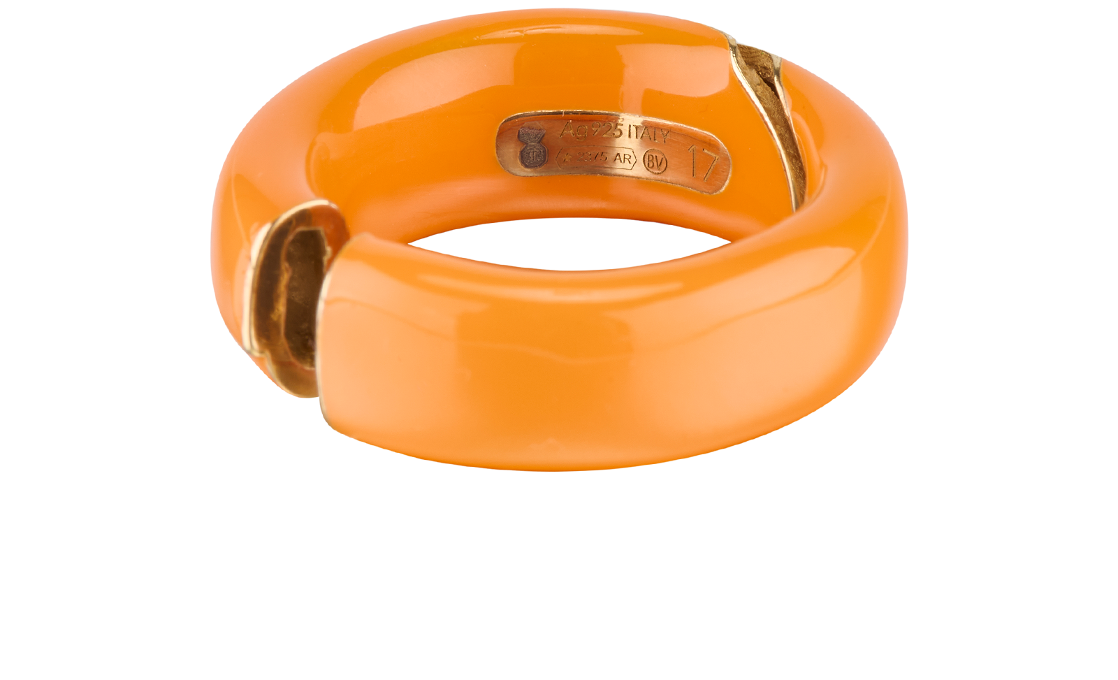 Bottega Veneta Fold Ring, &pound;90, Jewellery, Orange, Enamel Coated Ceramic/Silver, Other view