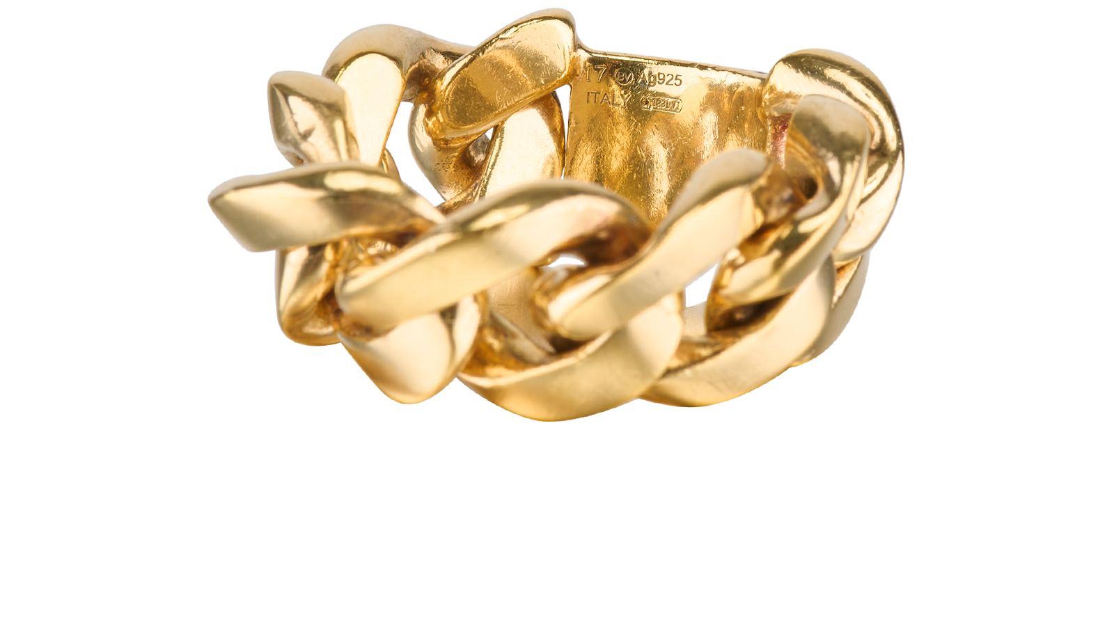 Bottega Veneta Chain Ring, &pound;260, Jewellery, Gold, Sterling Silver/Yellow Gold Plated, Other view