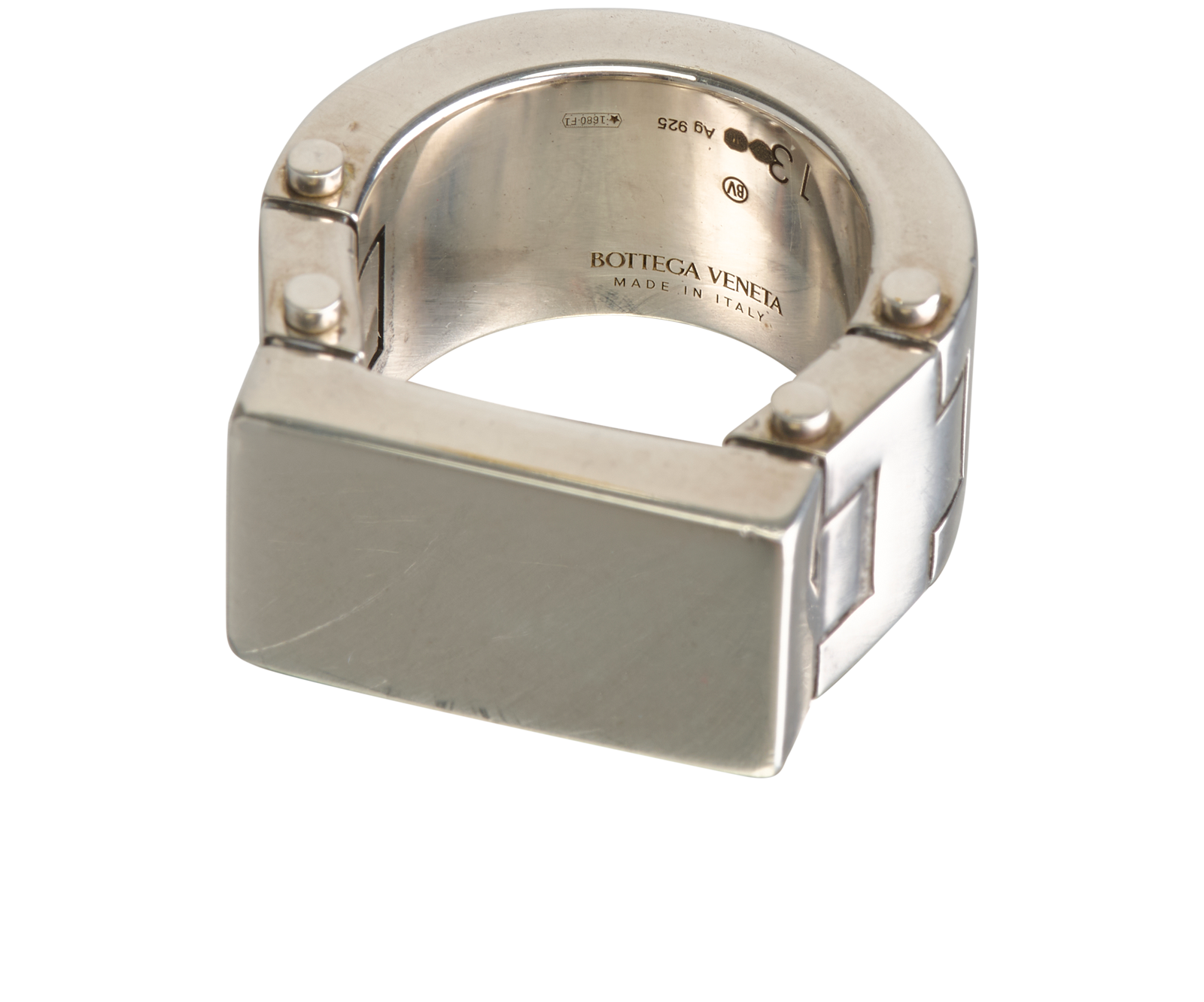 Bottega Veneta Flat Bolt Ring, &pound;150, Jewellery, Silver, Silver, Other view