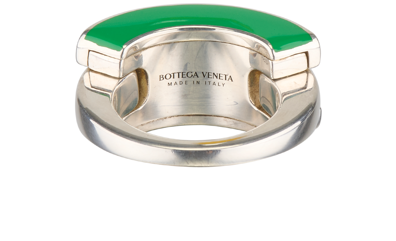 Bottega Veneta Enamel Ring, &pound;150, Jewellery, Green, Silver, Back view