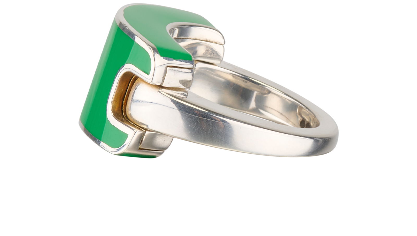 Bottega Veneta Enamel Ring, &pound;150, Jewellery, Green, Silver, Bottom view
