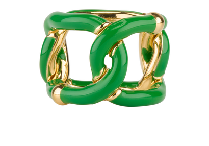 Bottega Veneta Parakeet Chain Ring, &pound;210, Jewellery, Gold/Green, Enamel Coated Ceramic/Silver, Front view