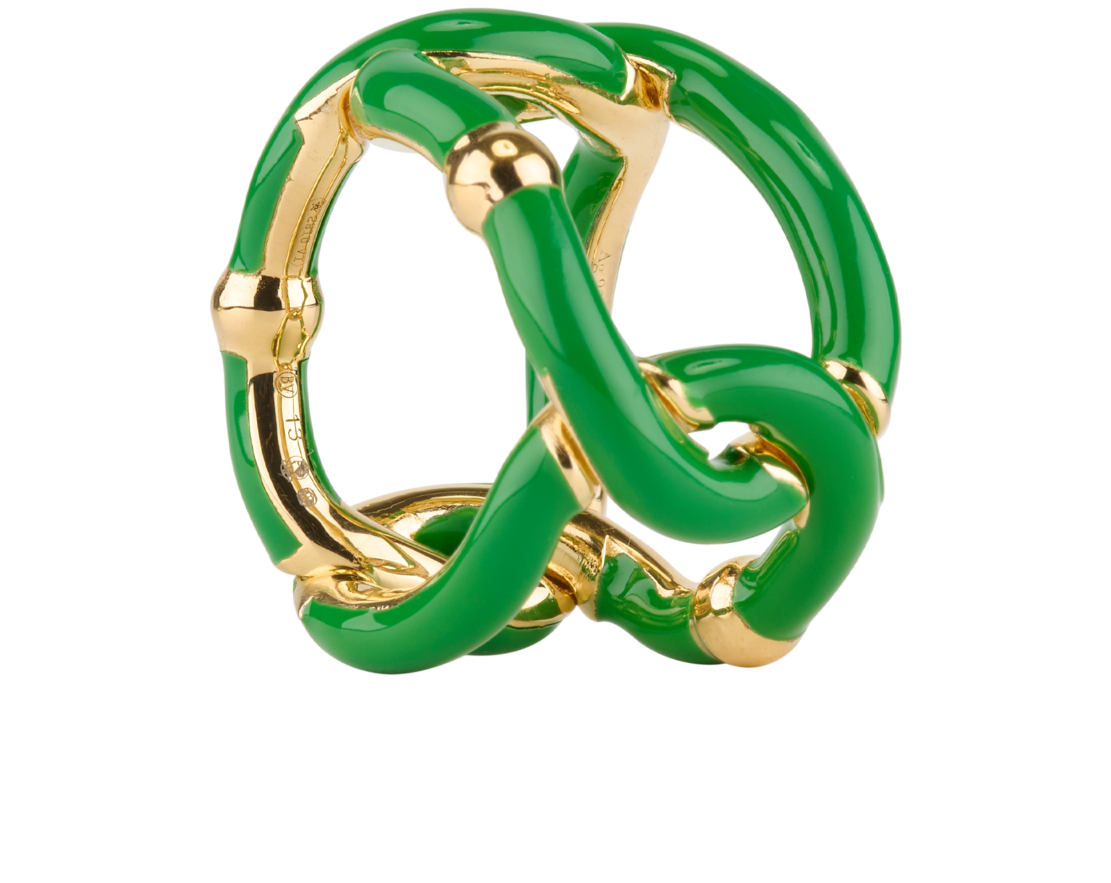 Bottega Veneta Parakeet Chain Ring, &pound;210, Jewellery, Gold/Green, Enamel Coated Ceramic/Silver, Side view