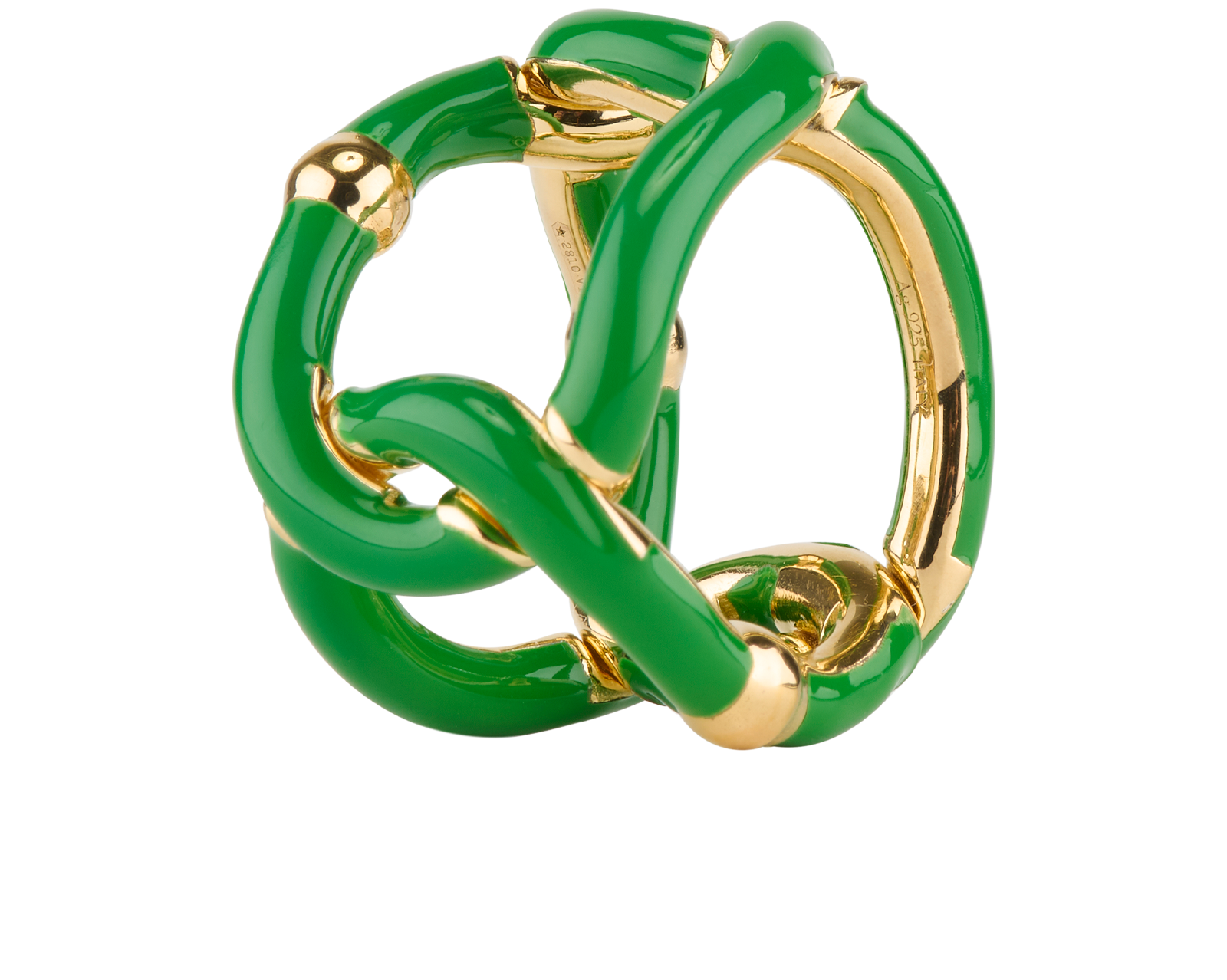 Bottega Veneta Parakeet Chain Ring, &pound;210, Jewellery, Gold/Green, Enamel Coated Ceramic/Silver, Other view