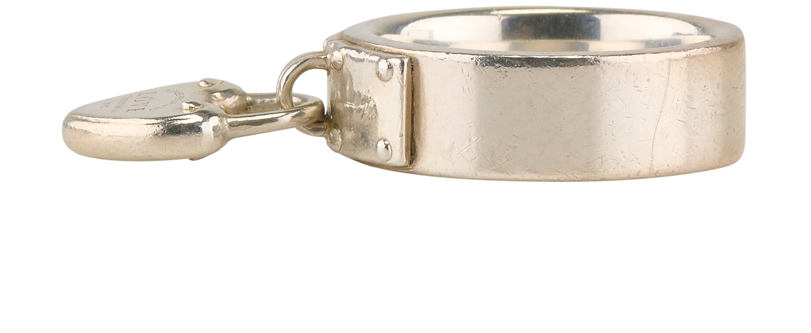 Tiffany & Co Heart Padlock Charm Ring, &pound;120, Jewellery, Silver, Sterling Silver, Bottom view