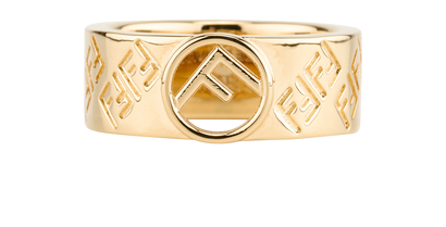 Fendi FF Logo Ring, &pound;195, Jewellery, Gold, Brass, Front view