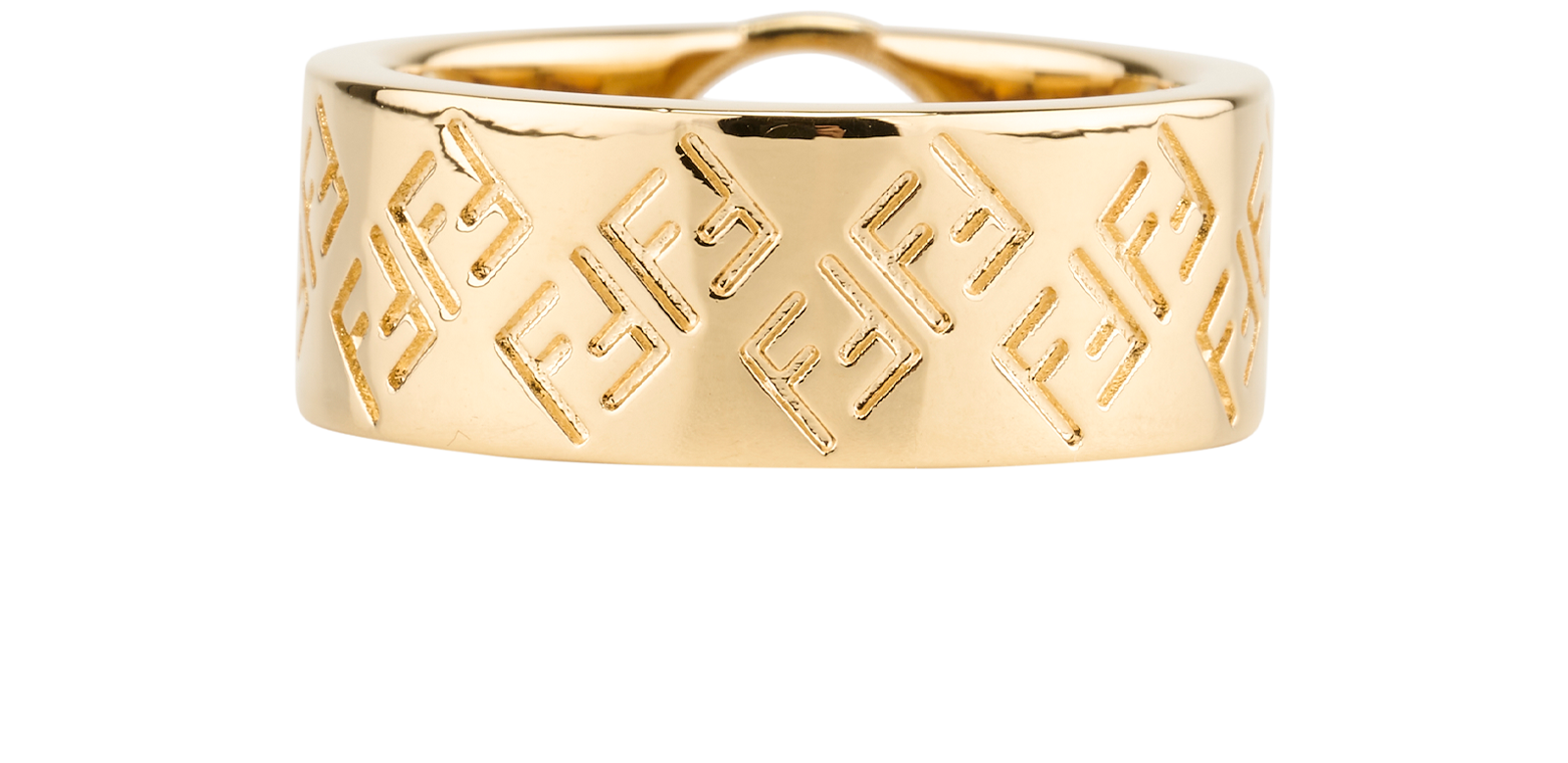 Fendi FF Logo Ring, &pound;195, Jewellery, Gold, Brass, Back view