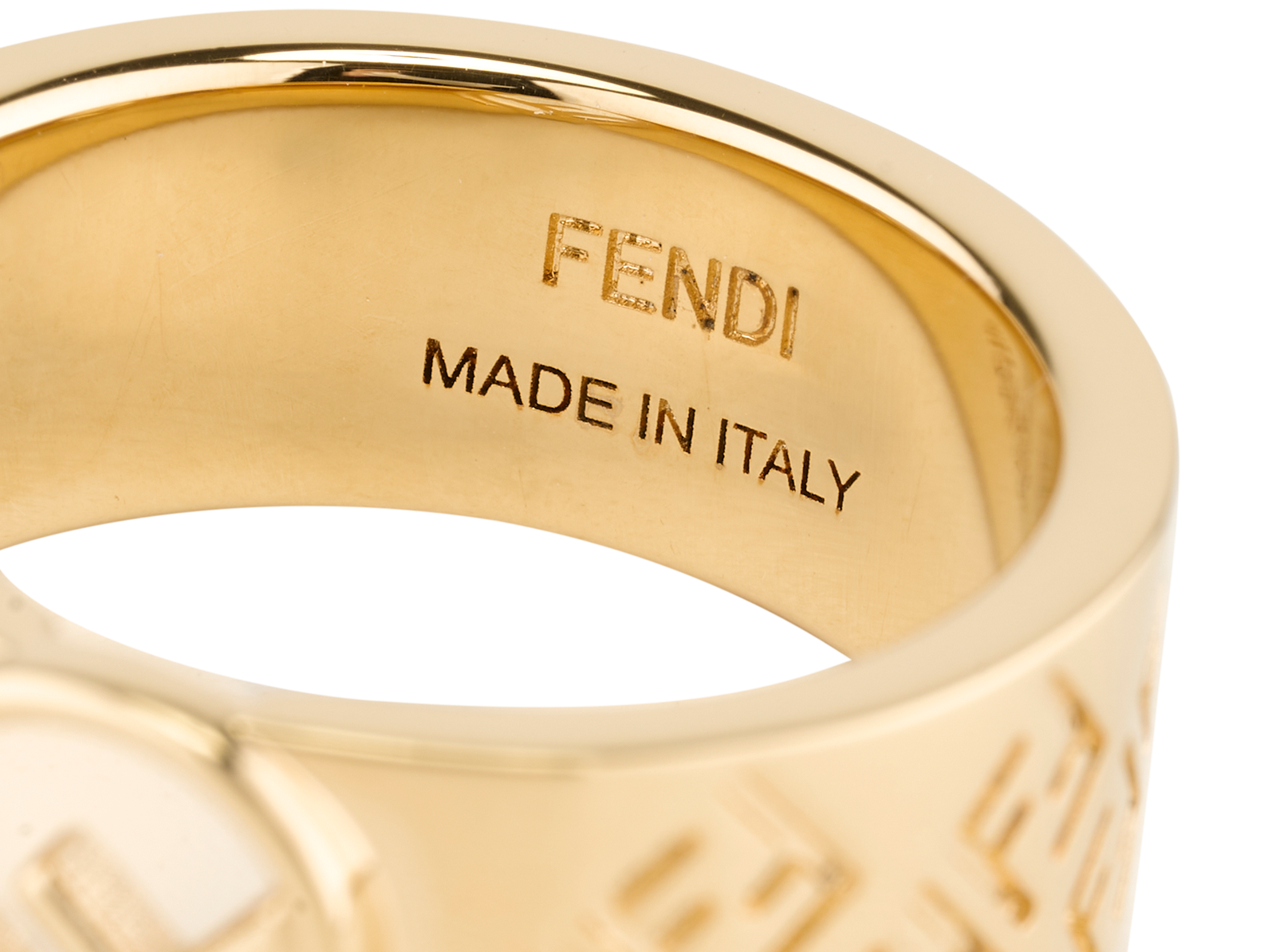 Fendi FF Logo Ring, &pound;195, Jewellery, Gold, Brass, Other view