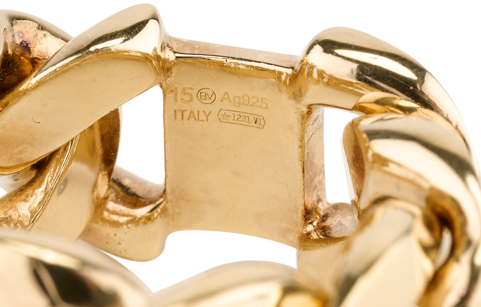 Bottega Veneta Chain Ring, &pound;250, Jewellery, Gold, Yellow Gold, Other view