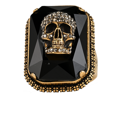 Alexander McQueen Jewelled Skull Ring, £130, Jewellery, Gold, Brass, Front view