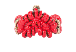 Bottega Veneta Heart Ring, Brass, Red, Sz O, DB/B, 3*