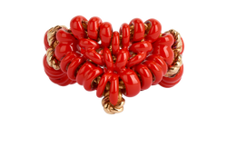 Bottega Veneta Heart Ring, Sterling Silver 925, Red/Gold, Sz N, B/DB, 3*
