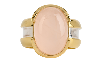 Bottega Veneta Rose Quartz Ellipse Ring, &pound;250, Jewellery, Gold/Silver, Sterling Silver, Front view