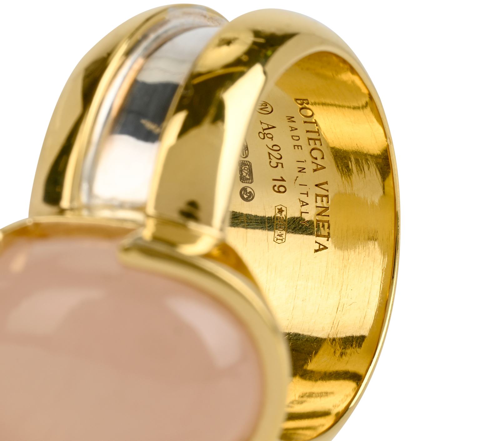 Bottega Veneta Rose Quartz Ellipse Ring, &pound;250, Jewellery, Gold/Silver, Sterling Silver, Other view